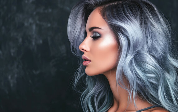 Gorgeous woman with ombre or balayage techniques hairstyle