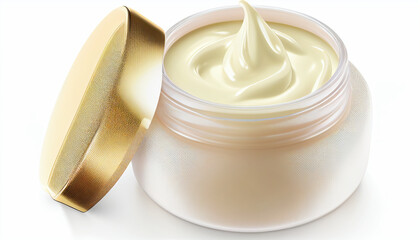 An isolated front view of a face cream on a white background