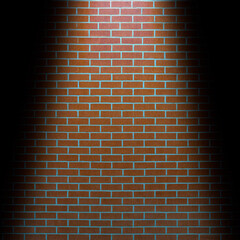 Red brick wall background. Spot light