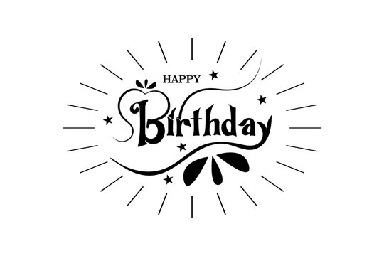 Happy Birthday Lettering Text Design Banner. Typography With Vector Illustration. Greeting Gift Poster and Card ,EPS Vector Template.

