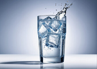 Close-up of a glass of soda water with a splash on a white background, isolate