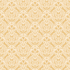 Hand drawn floral woodland seamless pattern, decorative animals, fox, bird, flowers seamless pattern