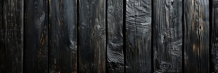 Moody Woodlands: Panoramic Black Wood Texture and Grunge Background