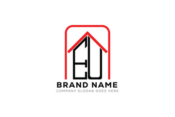 EU letter creative real estate vector logo design . EU creative initials letter logo concept. EU house sheap logo