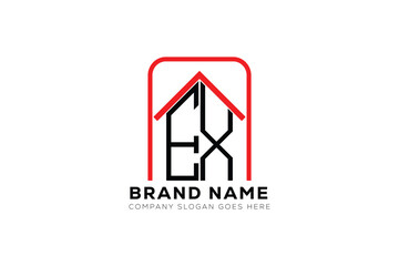 EX letter creative real estate vector logo design . EX creative initials letter logo concept. EX house sheap logo