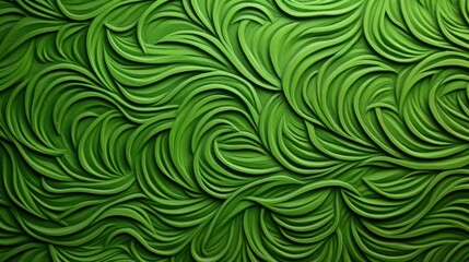 Handmade green leaves stucco pattern decorates the green wall vintage interior design. AI generated