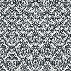 Hand drawn floral woodland seamless pattern, decorative animals, fox, bird, flowers seamless pattern