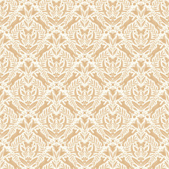Fototapeta premium Hand drawn floral woodland seamless pattern, decorative animals, fox, bird, flowers seamless pattern