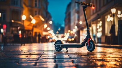 Electric scooter in the street - obrazy, fototapety, plakaty