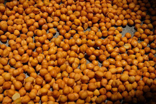 A mound of soaked chickpeas