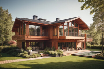 Fototapeta na wymiar modern luxury residential wooden house