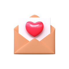 3D paper envelope with a heart. Valentine's Day.