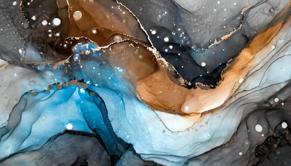 Abstract Colors Wave Alcohol Ink Texture with Splashes
