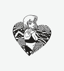 Black and white vector concept illustration

