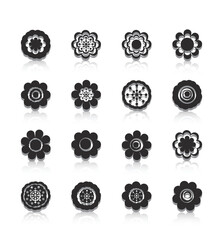 Illustration of the flowers in doodle design on a white background
