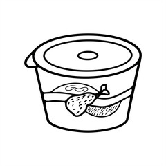 line art illustration of instant food in a cup for icon or logo