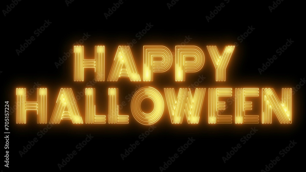Poster happy halloween text font with light. luminous and shimmering haze inside the letters of the text ha
