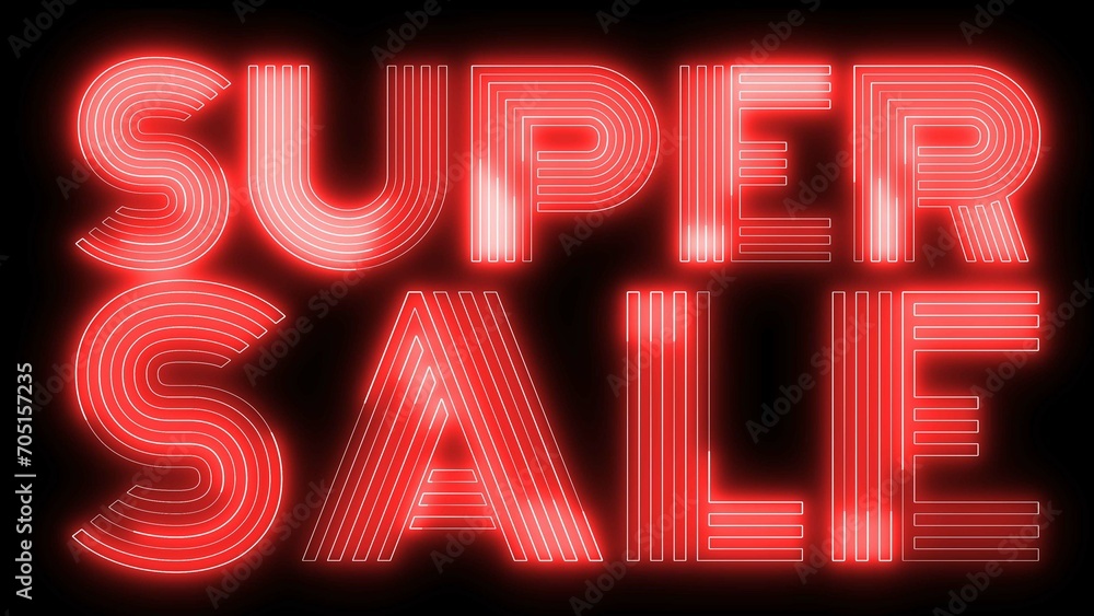 Poster super sale text font with neon light. luminous and shimmering haze inside the letters of the text su
