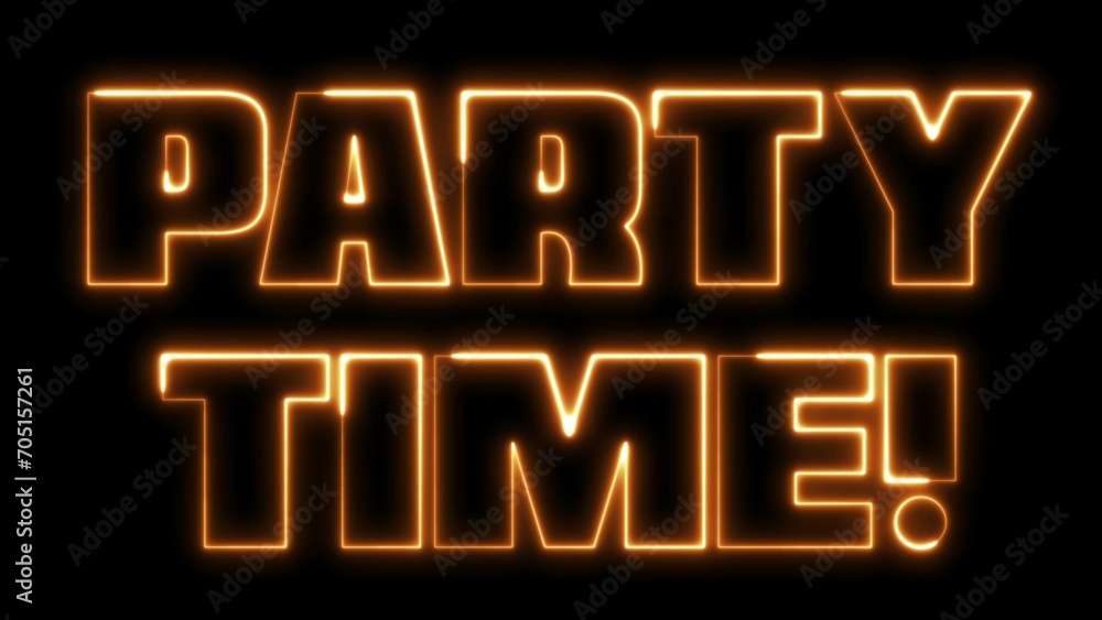 Poster party time text font with neon light. luminous and shimmering haze inside the letters of the text pa