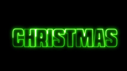 Christmas text font with neon light. Luminous and shimmering haze inside the letters of the text Christmas. 2024,2025,2026 Chirstmas.