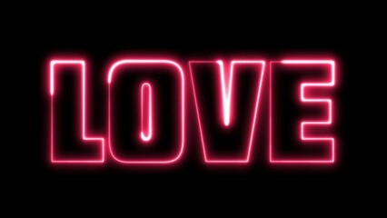 Love text font with light. Luminous and shimmering haze inside the letters of the text i love you. 