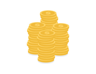 Gold Coins stack. Flat-style currency. money symbol. Financial vector design isolated on white background.

