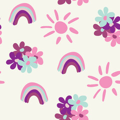 Seamless vector pattern. For design, wrapping paper and wallpaper. Flower pattern. Vector illustration. Hand-Drawn.