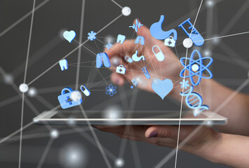 digital medical futuristic interface 3D rendering