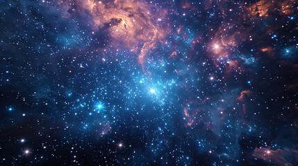 Fototapeta na wymiar Noisy star clusters resembling bright crumbs on a dark canvas