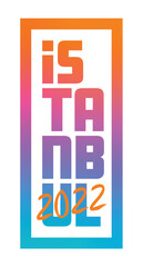 gradient istanbul and 2022 on white background. colorful istanbul logo