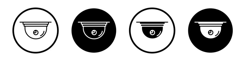 Security cam icon set. cctv surveillance dome vector symbol in a black filled and outlined style. secure vide camera sign. - obrazy, fototapety, plakaty