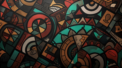 Colorful Abstract Geometric Mural