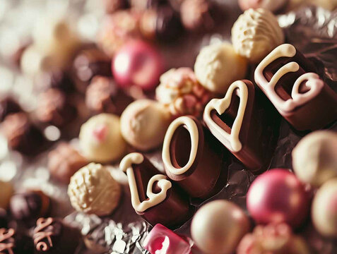 chocolate and candy with lovely valentines day romantic theme photography