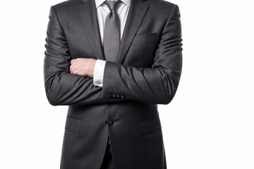 Obraz na płótnie Canvas business man in a black suit on a white background. ai generative