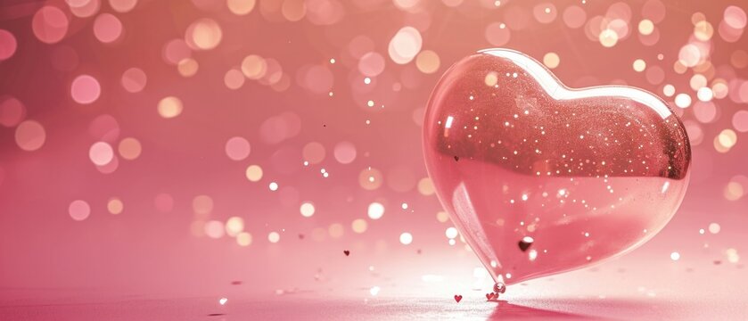 Heartshaped Speech Bubble Icon On A Pink Background, Representing Love And Social Media Communication Dazzling Pink Gold With Abstract Light, Perfect For Romantic Events