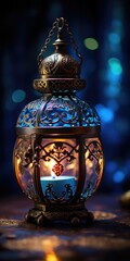 Arabian lantern photo, Ramadan Festival, bokeh background