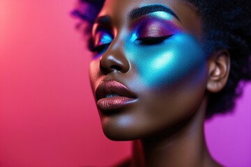Featuring A Stunning Blue And Purple Makeup Look By A Woman