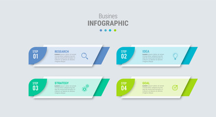 Business infographic template design icons 4 options or steps - obrazy, fototapety, plakaty