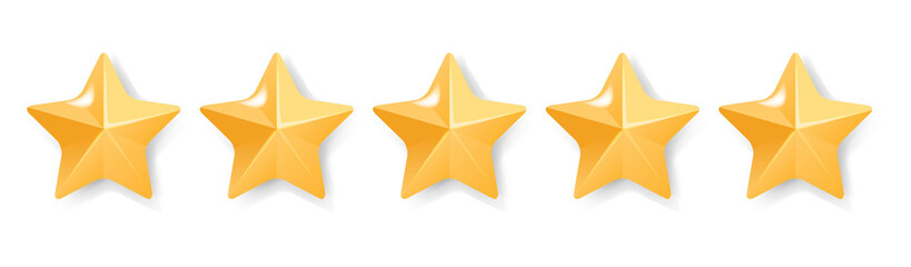 Five Stars Icon Isolated White
