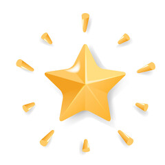 Realistic Star And Rays Isolated