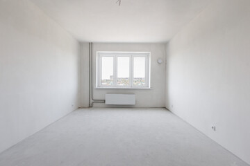 interior of the apartment without decoration in gray colors. rough finish