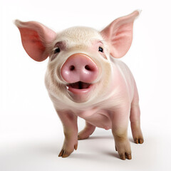 Pig  Portraite of Happy surprised funny Animal head peeking Pixar Style 3D render Illustration