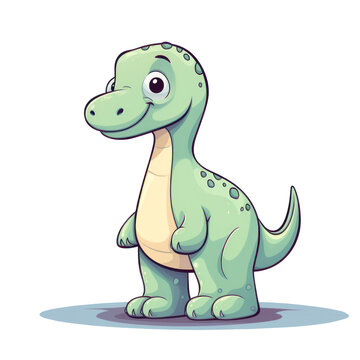 Cute little Brontosaurus isolated. Cartoon style illustration for kids and babies.