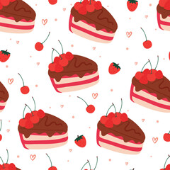 seamless pattern cartoon dessert. cute food wallpaper for textile, gift wrap paper