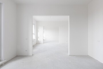 interior of the apartment without decoration in gray colors. rough finish