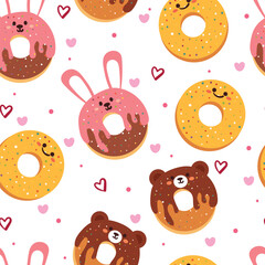 seamless pattern cartoon dessert character design. cute food wallpaper for textile, gift wrap paper