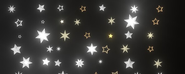 Falling Christmas Luminaries: Magnificent 3D Illustration Showcasing Falling Holiday Celestial Bodies