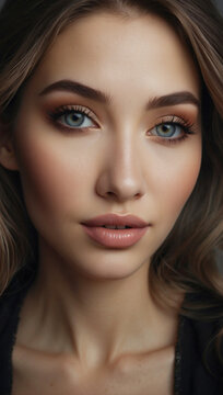 Close-up photo portrait of  beautiful woman. model studio shot on , generative Ai