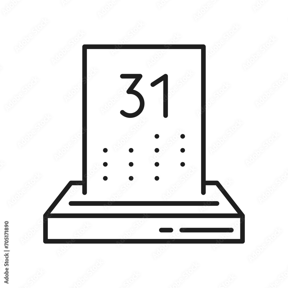 Poster calendar with date outline icon. vector page or appointment reminder, planner paper page, deadline c
