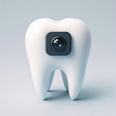 Un diente con una cámara espía - obrazy, fototapety, plakaty